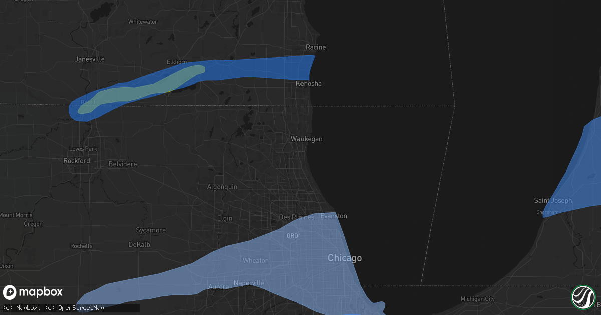 Hail map in Lake Bluff, IL on July 3, 2026