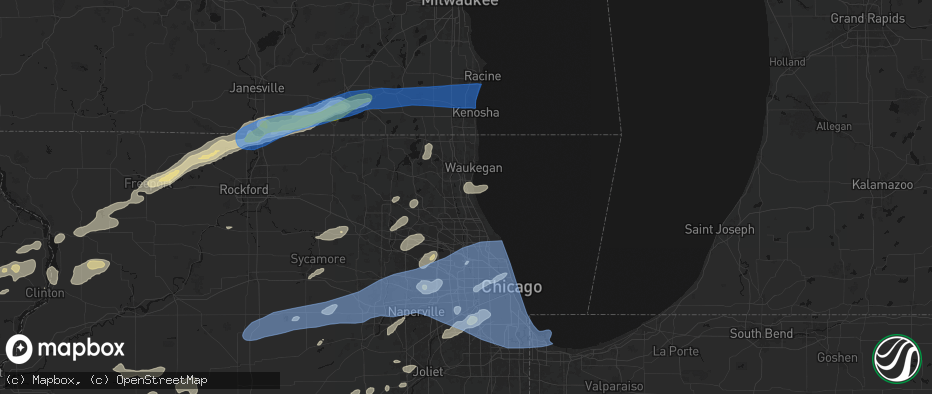 Hail map in Lake Forest, IL on July 3, 2026