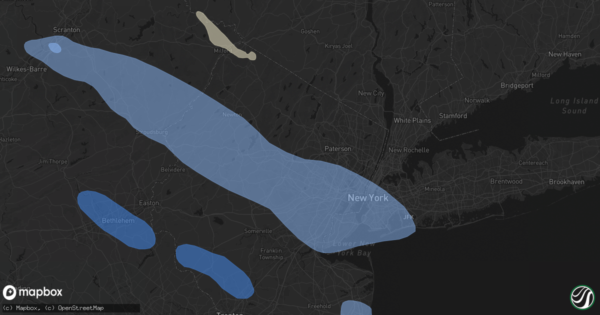 Hail map in Lake Hiawatha, NJ on July 3, 2026