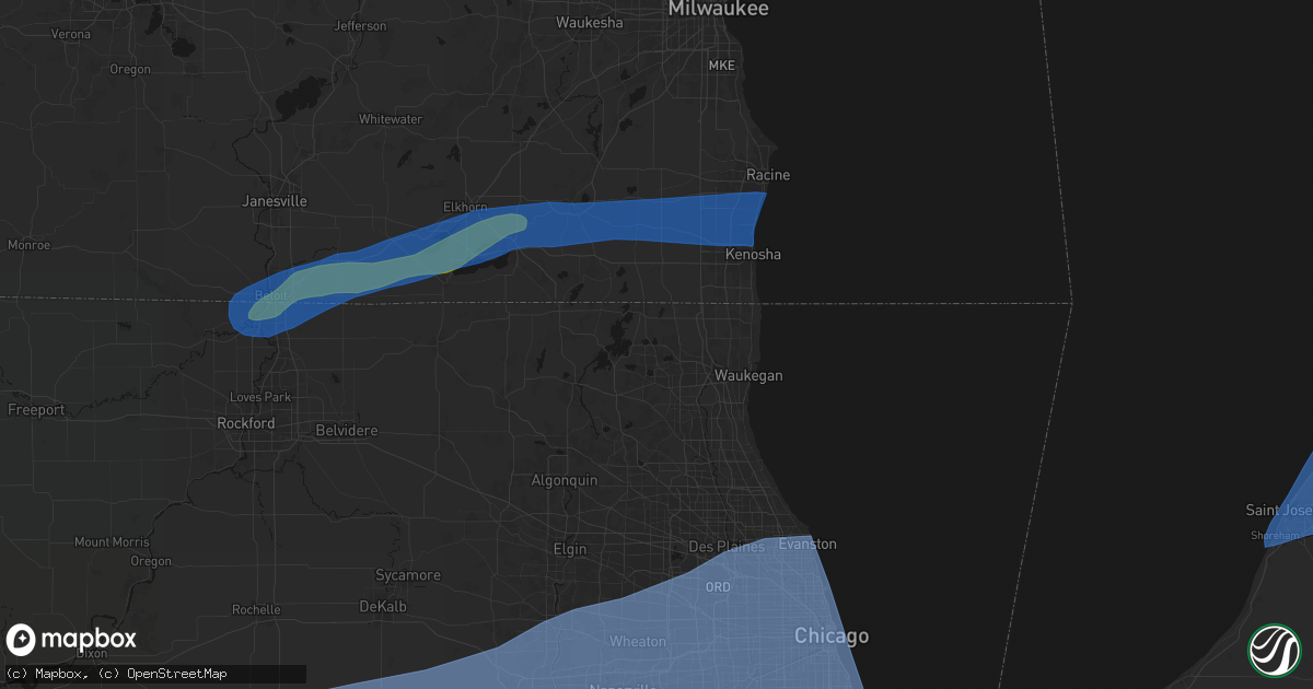 Hail map in Lake Villa, IL on July 3, 2026