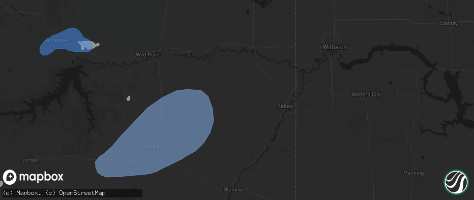 Hail map in Lambert, MT on July 3, 2026