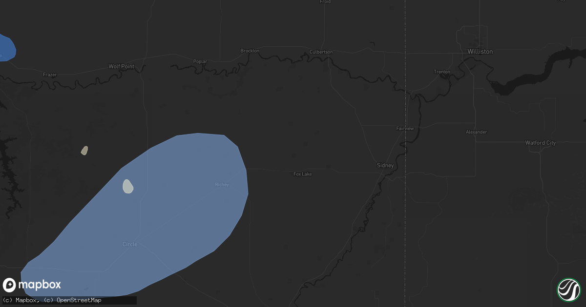 Hail map in Lambert, MT on July 3, 2026