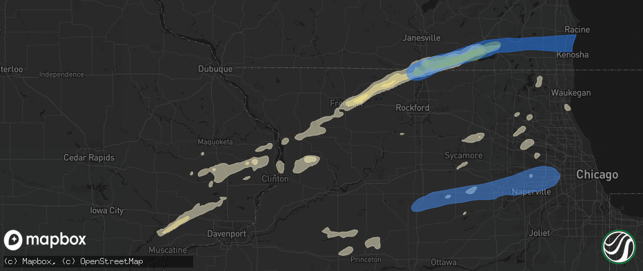 Hail map in Lanark, IL on July 3, 2026