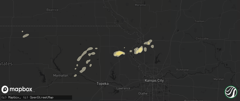 Hail map in Lancaster, KS on July 3, 2026