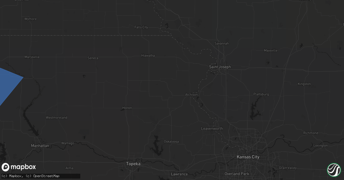 Hail map in Lancaster, KS on July 3, 2026