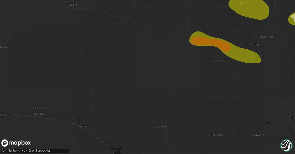 Hail map in Lance Creek, WY on July 3, 2026