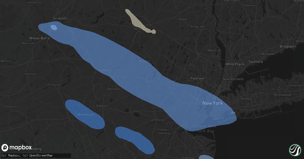 Hail map in Landing, NJ on July 3, 2026