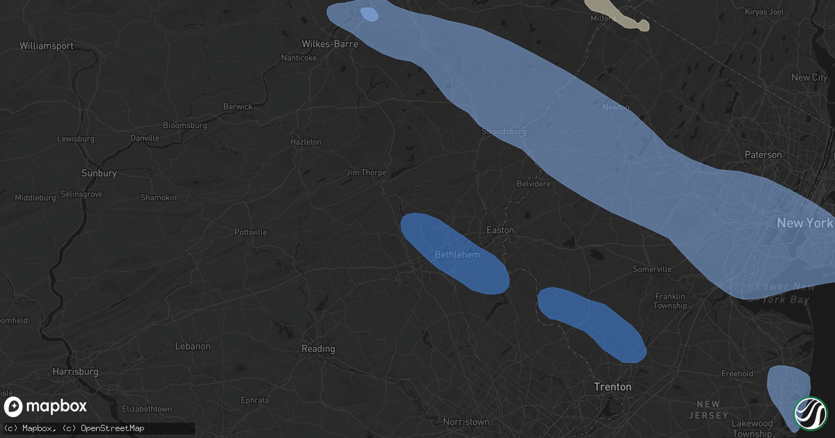 Hail map in Laurys Station, PA on July 3, 2026