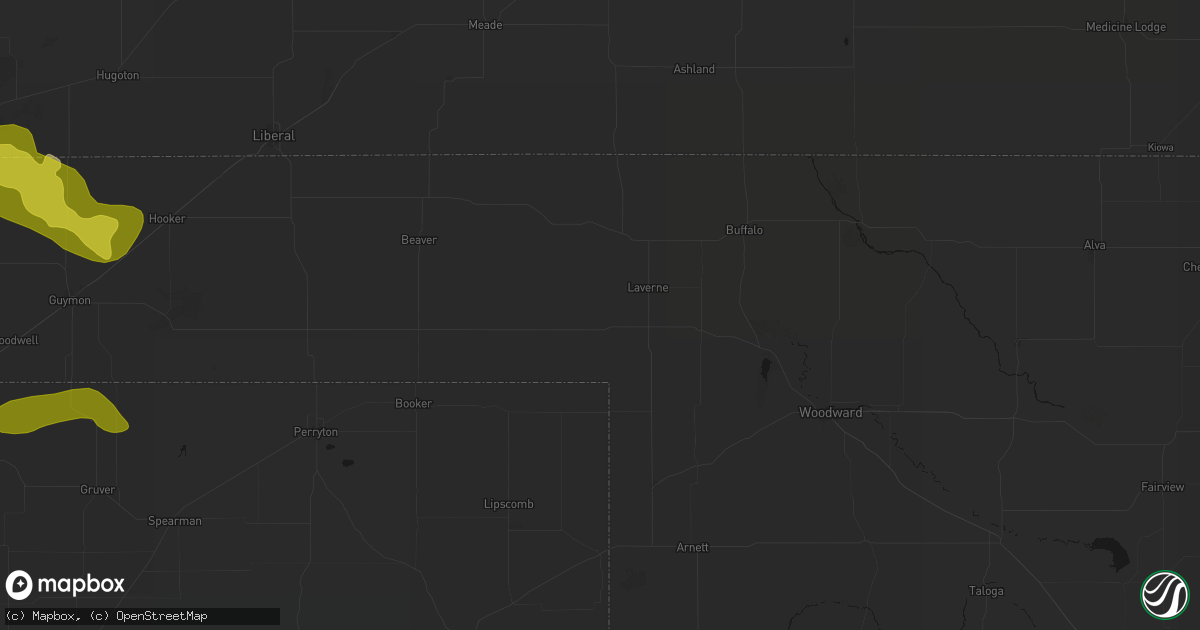 Hail map in Laverne, OK on July 3, 2026