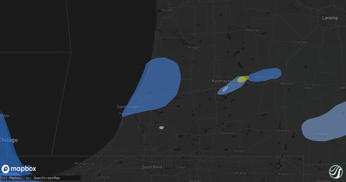 Hail map in Lawrence, MI on July 3, 2026