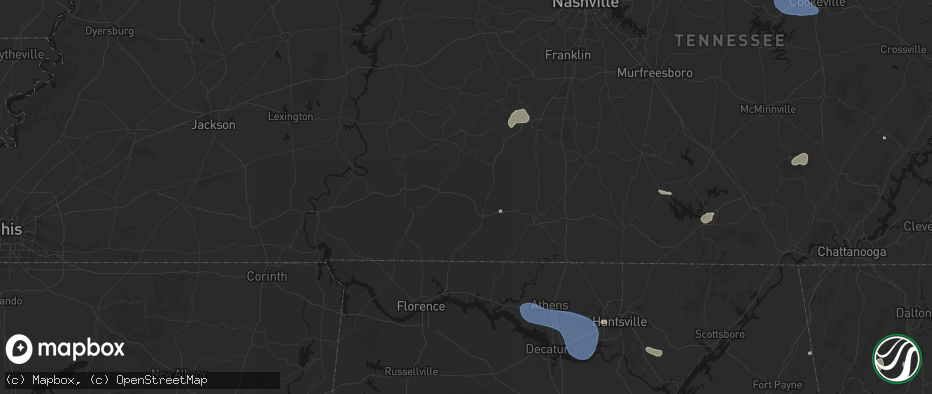 Hail map in Lawrenceburg, TN on July 3, 2026