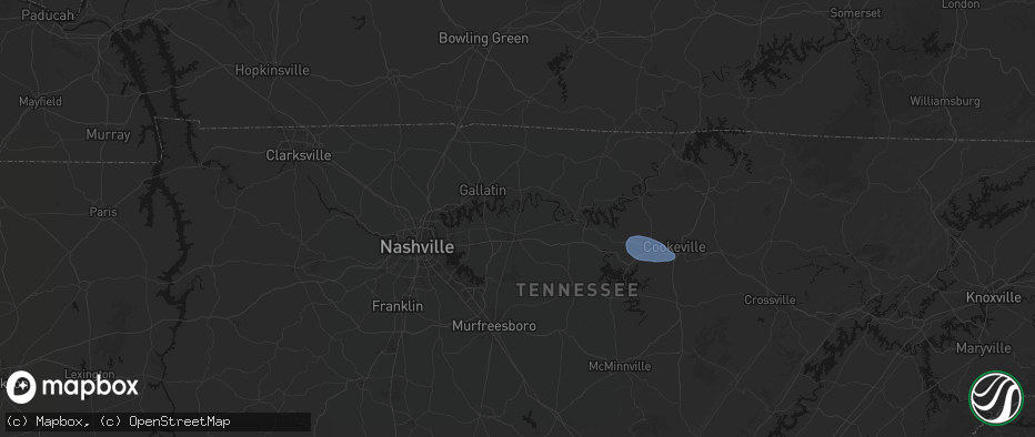 Hail map in Lebanon, TN on July 3, 2026