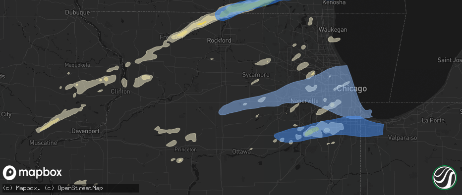 Hail map in Lee, IL on July 3, 2026