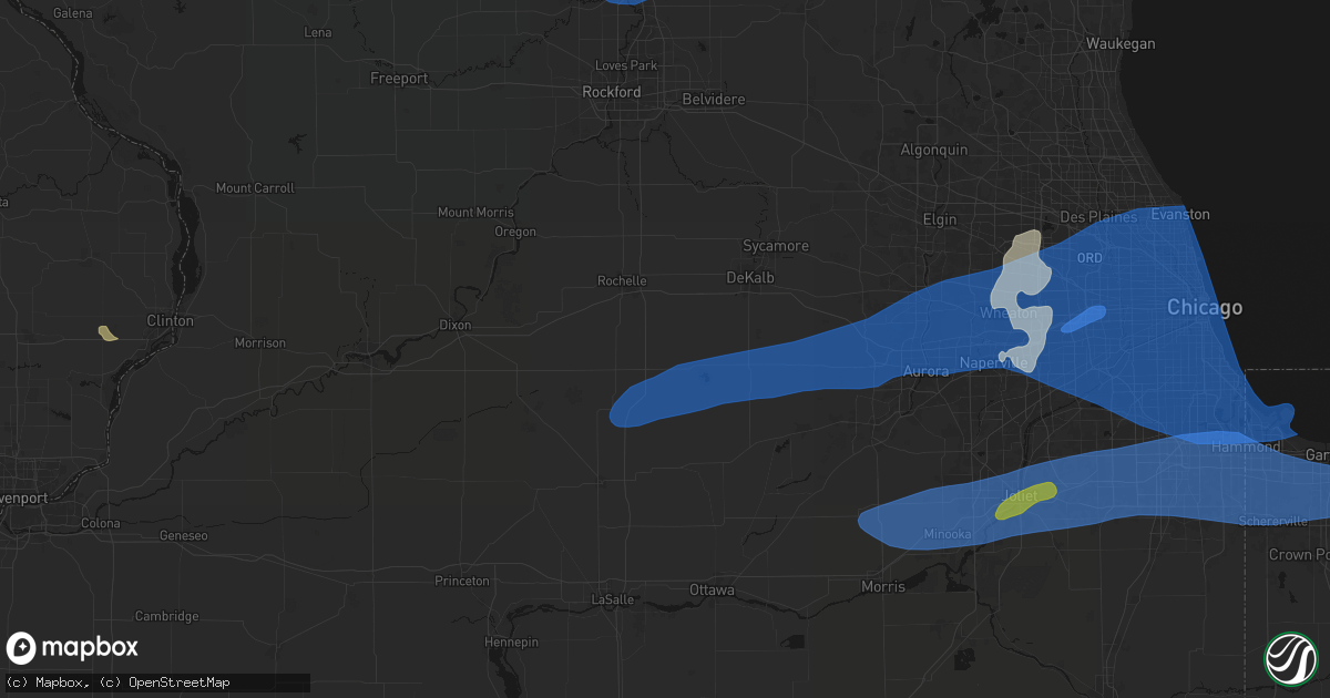 Hail map in Lee, IL on July 3, 2026
