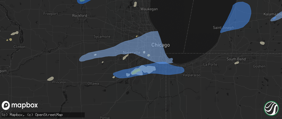 Hail map in Lemont, IL on July 3, 2026