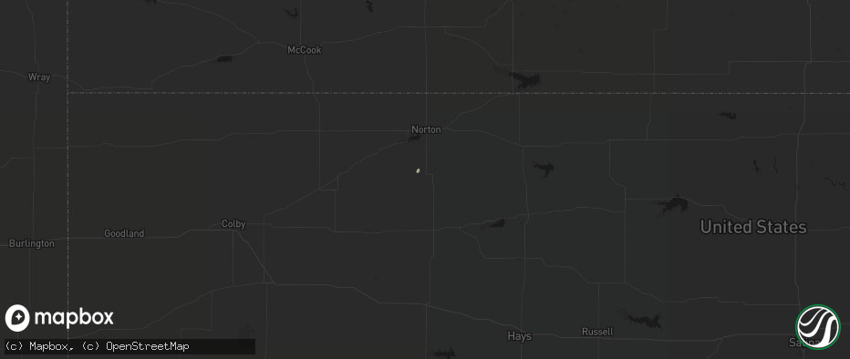 Hail map in Lenora, KS on July 3, 2026