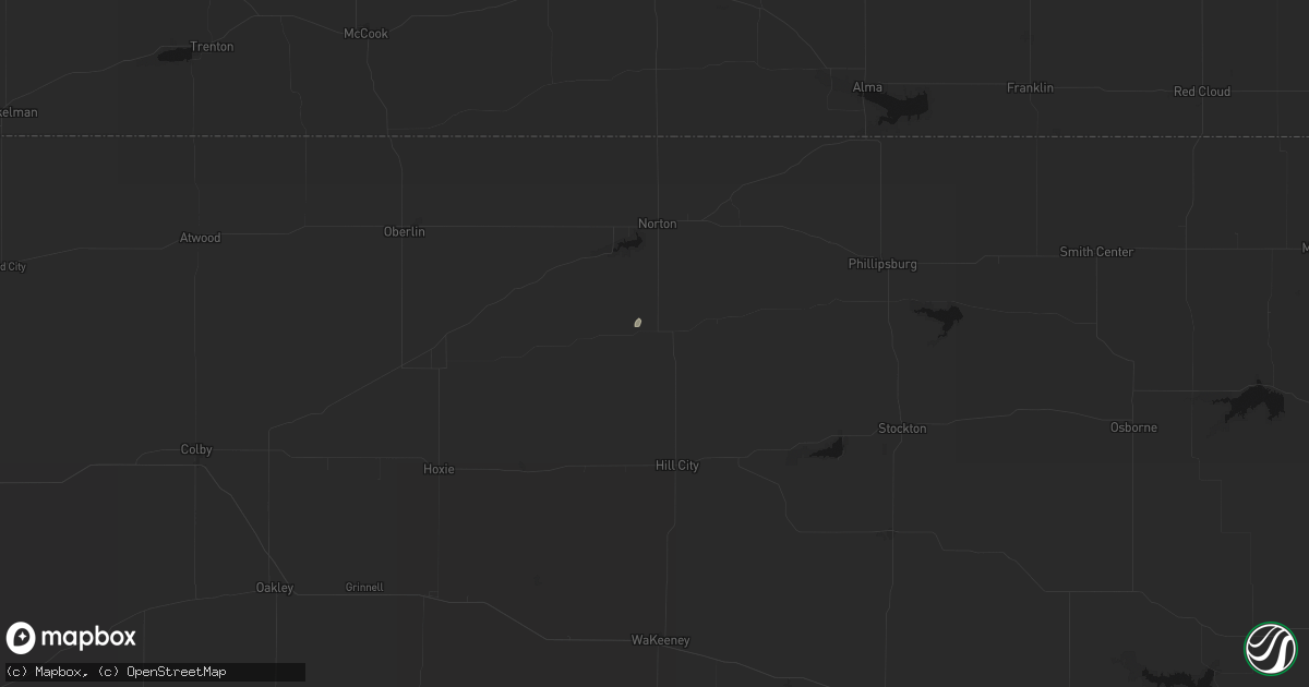 Hail map in Lenora, KS on July 3, 2026