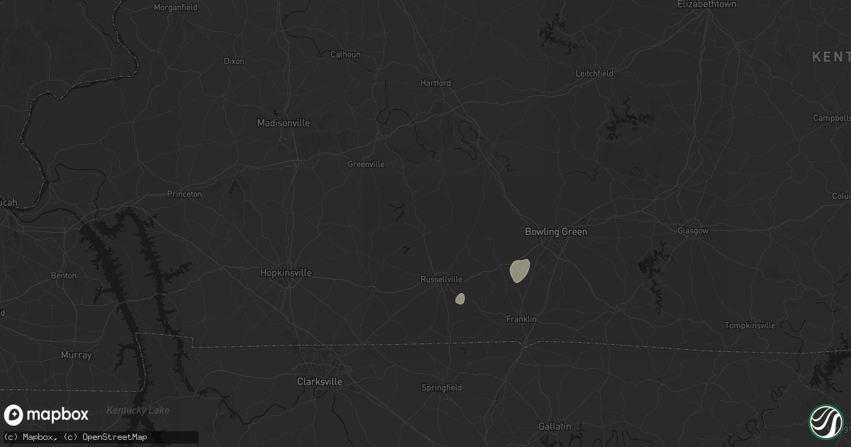 Hail map in Lewisburg, KY on July 3, 2026