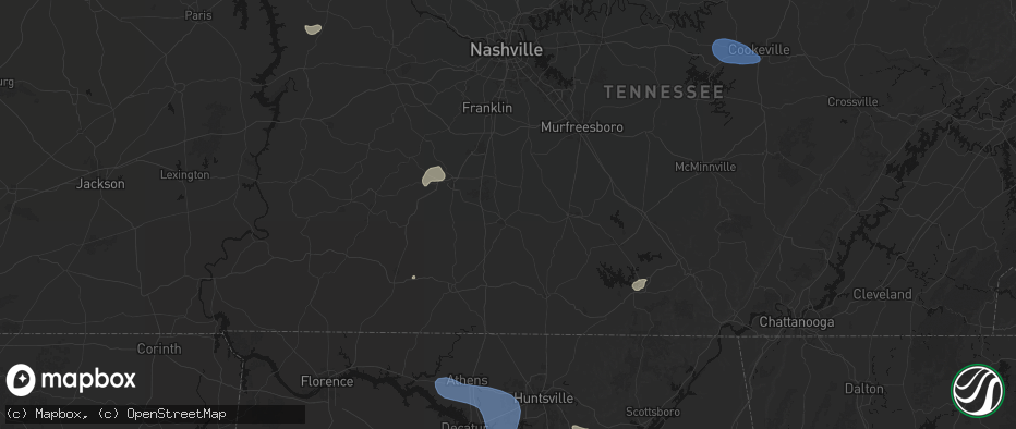 Hail map in Lewisburg, TN on July 3, 2026