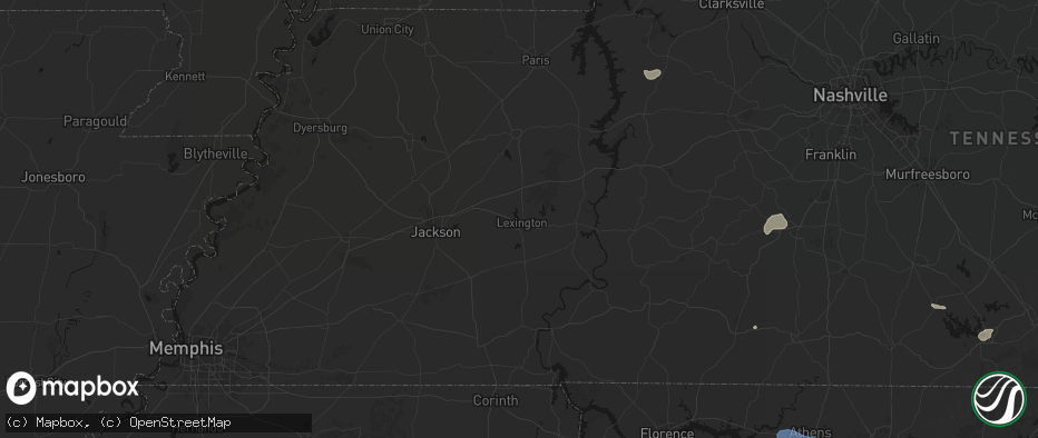 Hail map in Lexington, TN on July 3, 2026