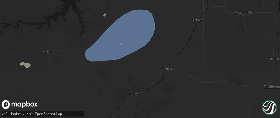 Hail map in Lindsay, MT on July 3, 2026