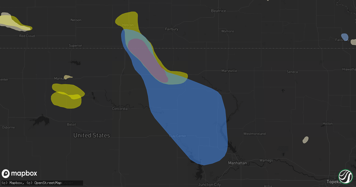 Hail map in Linn, KS on July 3, 2026