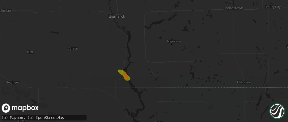 Hail map in Linton, ND on July 3, 2026