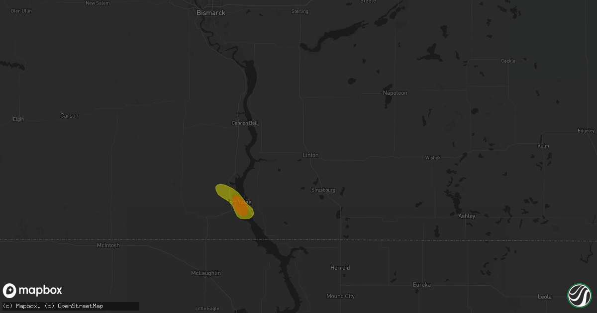 Hail map in Linton, ND on July 3, 2026