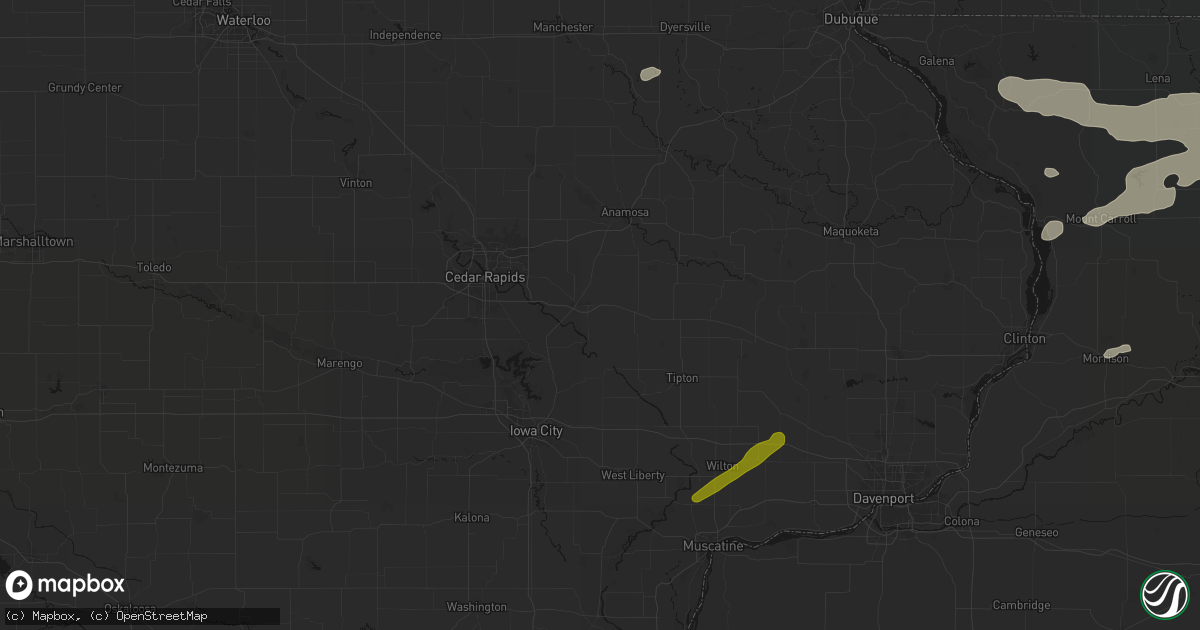 Hail map in Lisbon, IA on July 3, 2026