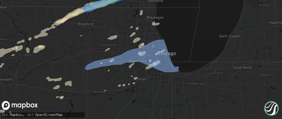 Hail map in Lisle, IL on July 3, 2026