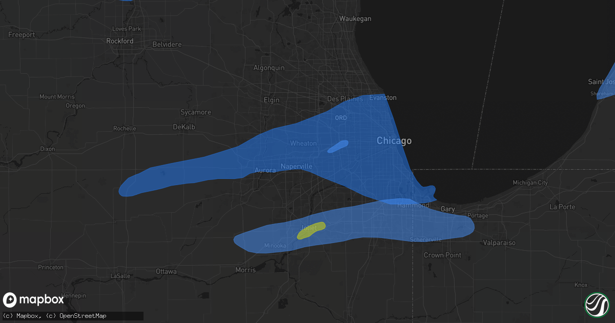 Hail map in Lisle, IL on July 3, 2026