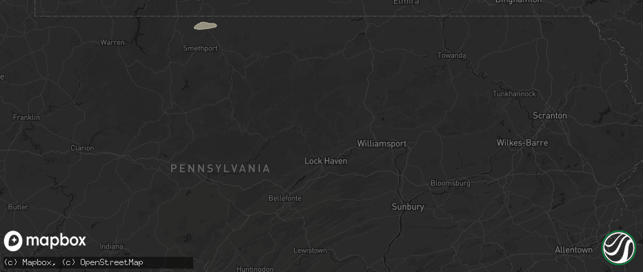 Hail map in Lock Haven, PA on July 3, 2026