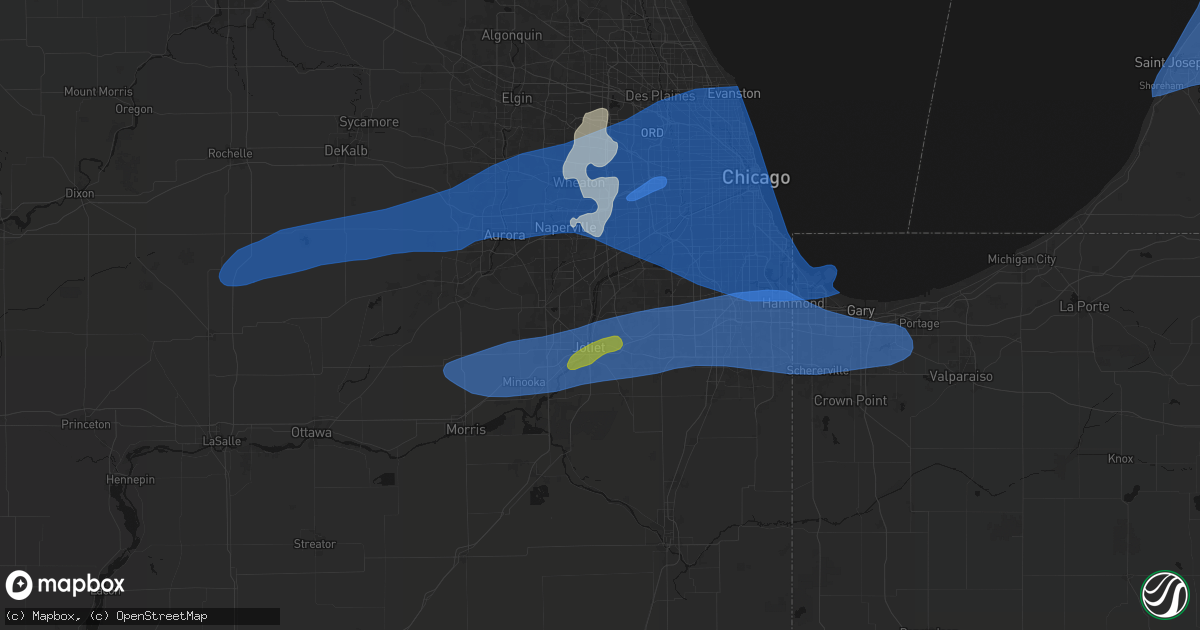 Hail map in Lockport, IL on July 3, 2026