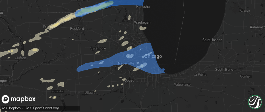 Hail map in Lombard, IL on July 3, 2026