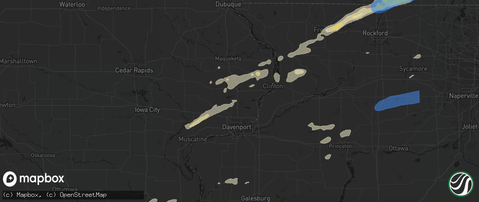 Hail map in Long Grove, IA on July 3, 2026