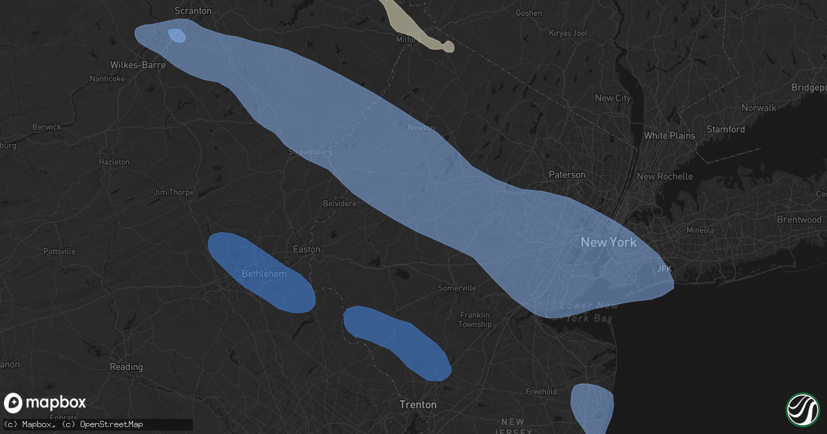 Hail map in Long Valley, NJ on July 3, 2026