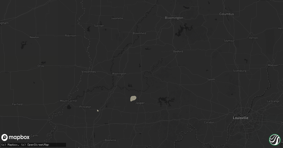 Hail map in Loogootee, IN on July 3, 2026