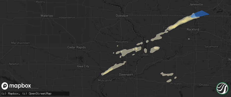 Hail map in Lost Nation, IA on July 3, 2026