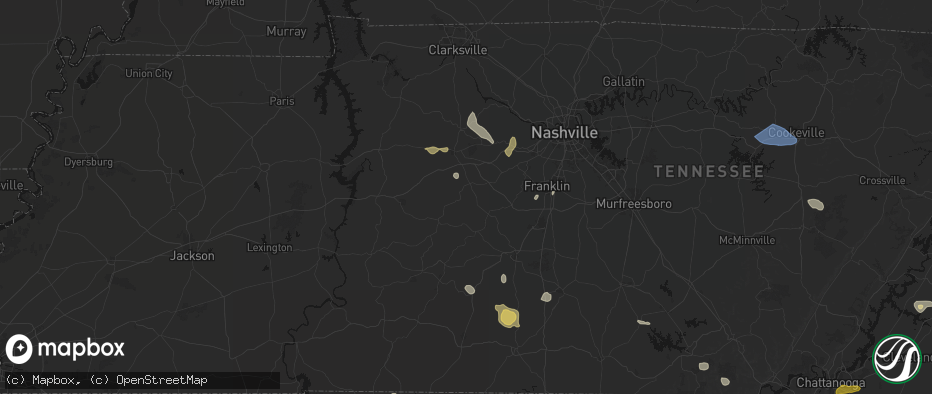 Hail map in Lyles, TN on July 3, 2026