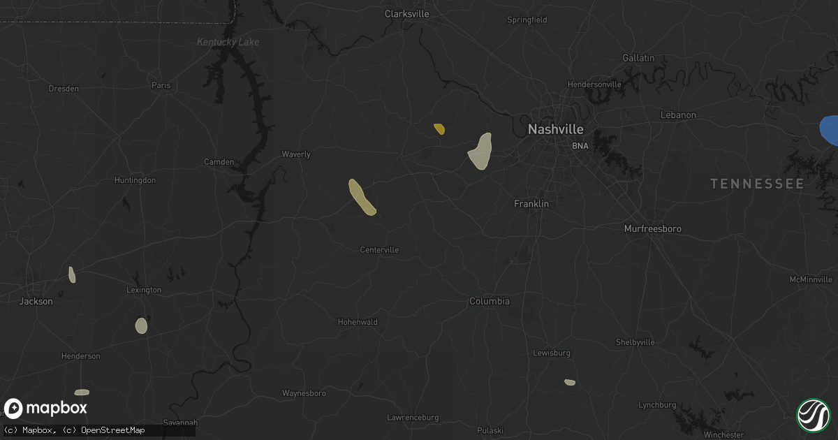 Hail map in Lyles, TN on July 3, 2026