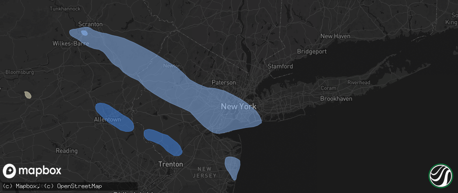 Hail map in Lyndhurst, NJ on July 3, 2026