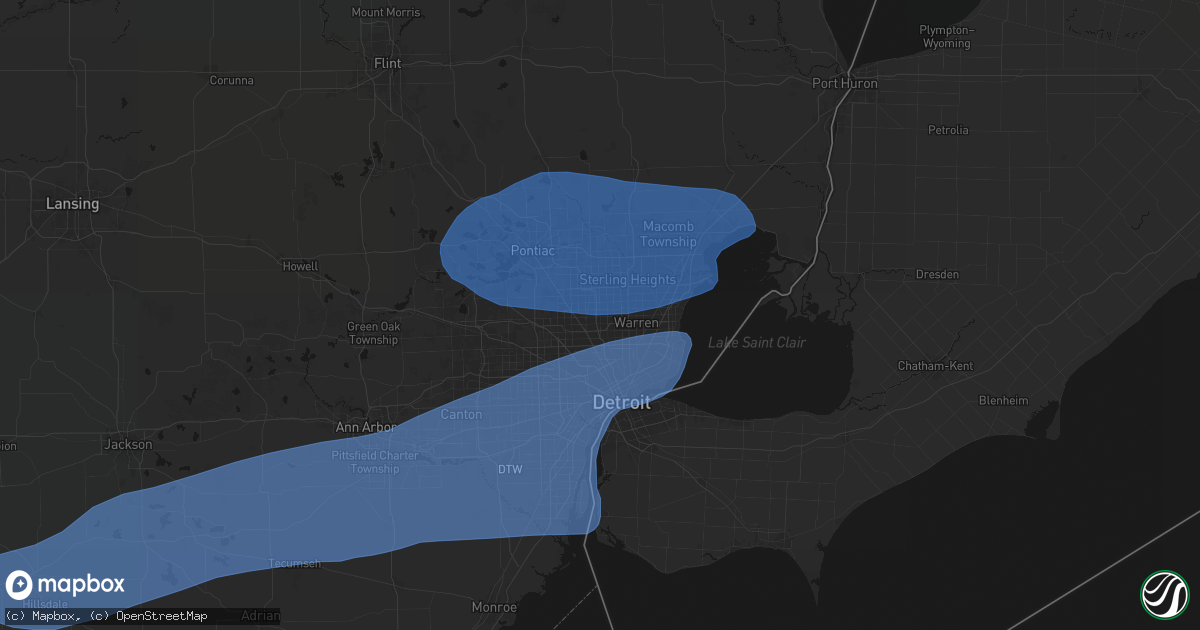 Hail map in Madison Heights, MI on July 3, 2026