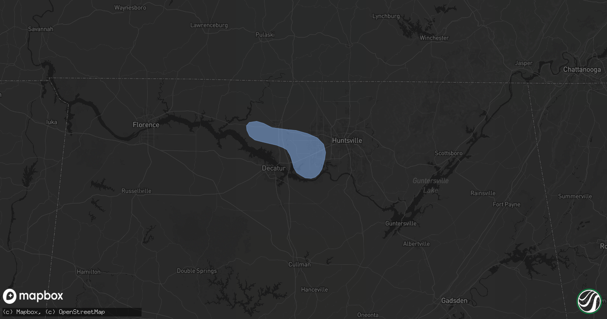 Hail map in Madison, AL on July 3, 2026