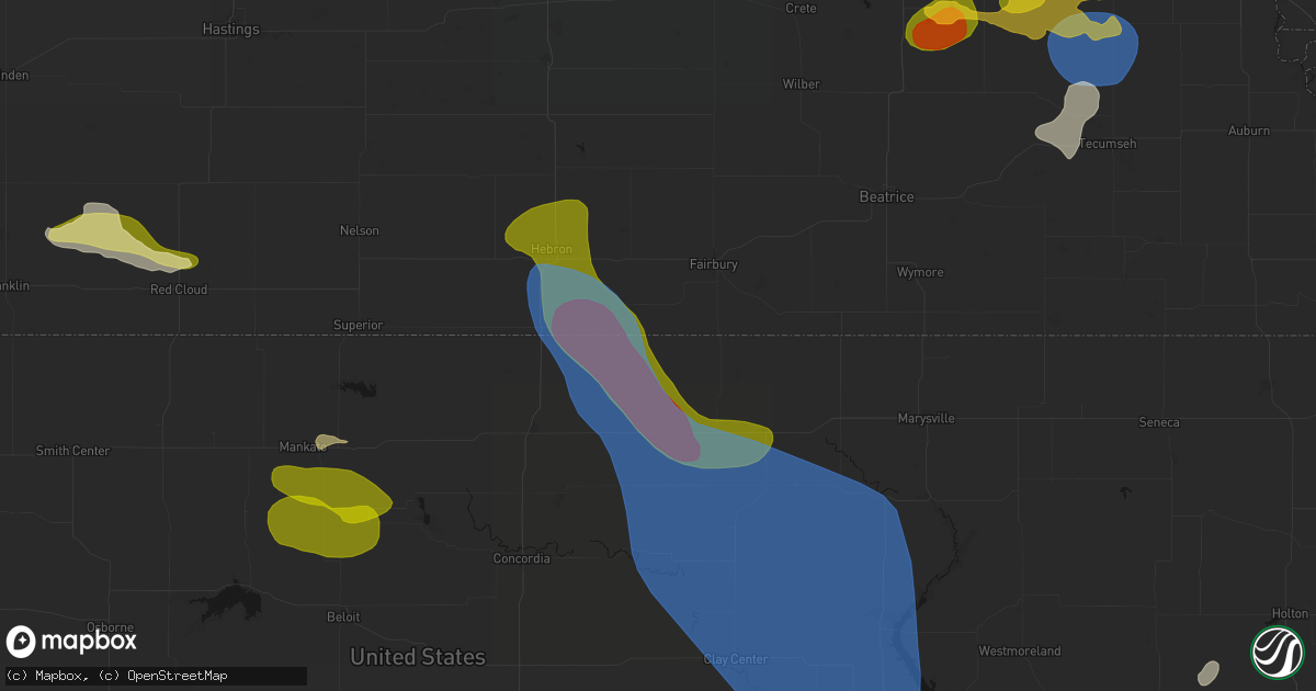 Hail map in Mahaska, KS on July 3, 2026