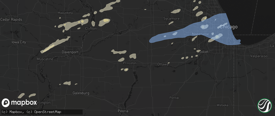 Hail map in Malden, IL on July 3, 2026
