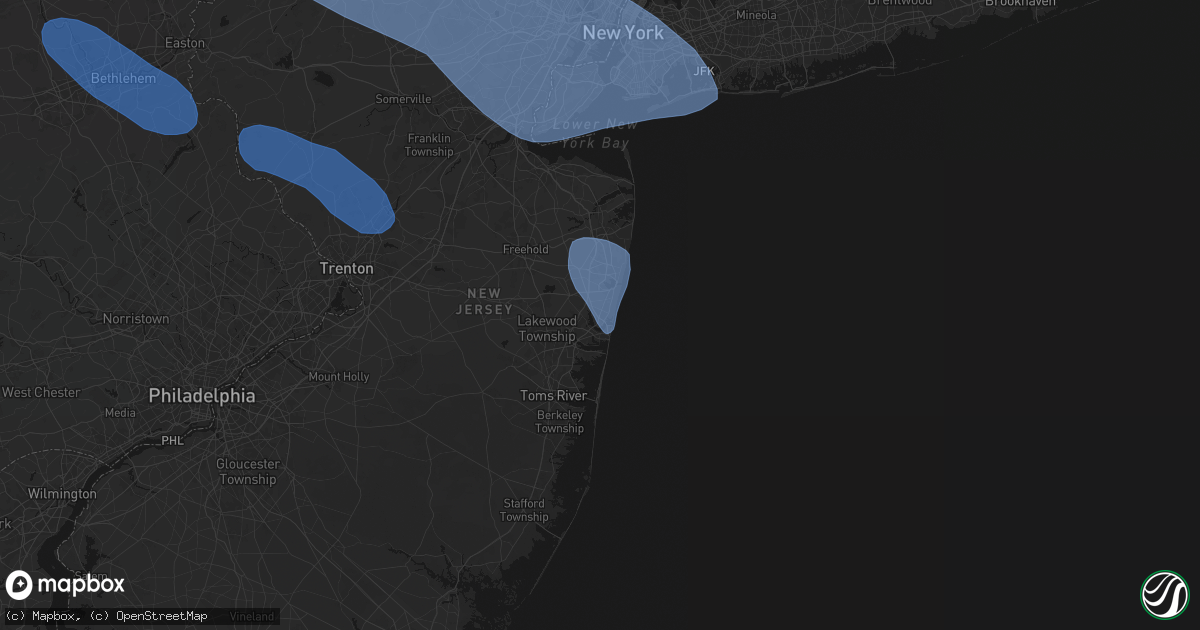 Hail map in Manasquan, NJ on July 3, 2026