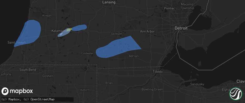 Hail map in Manitou Beach, MI on July 3, 2026