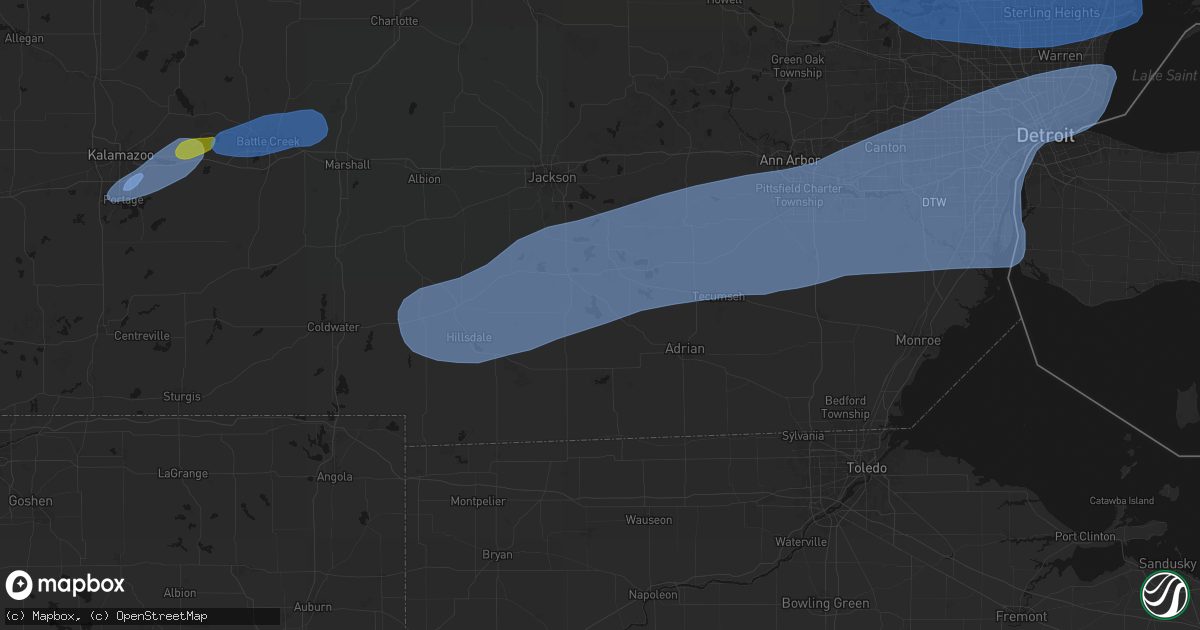 Hail map in Manitou Beach, MI on July 3, 2026