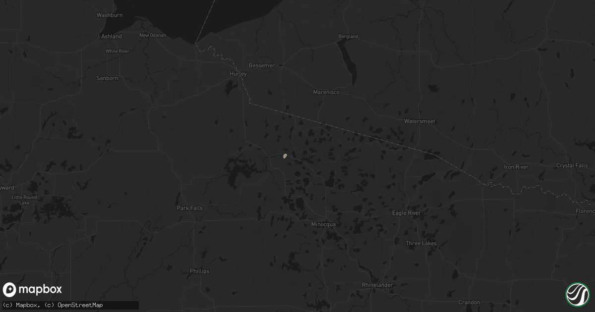 Hail map in Manitowish Waters, WI on July 3, 2026