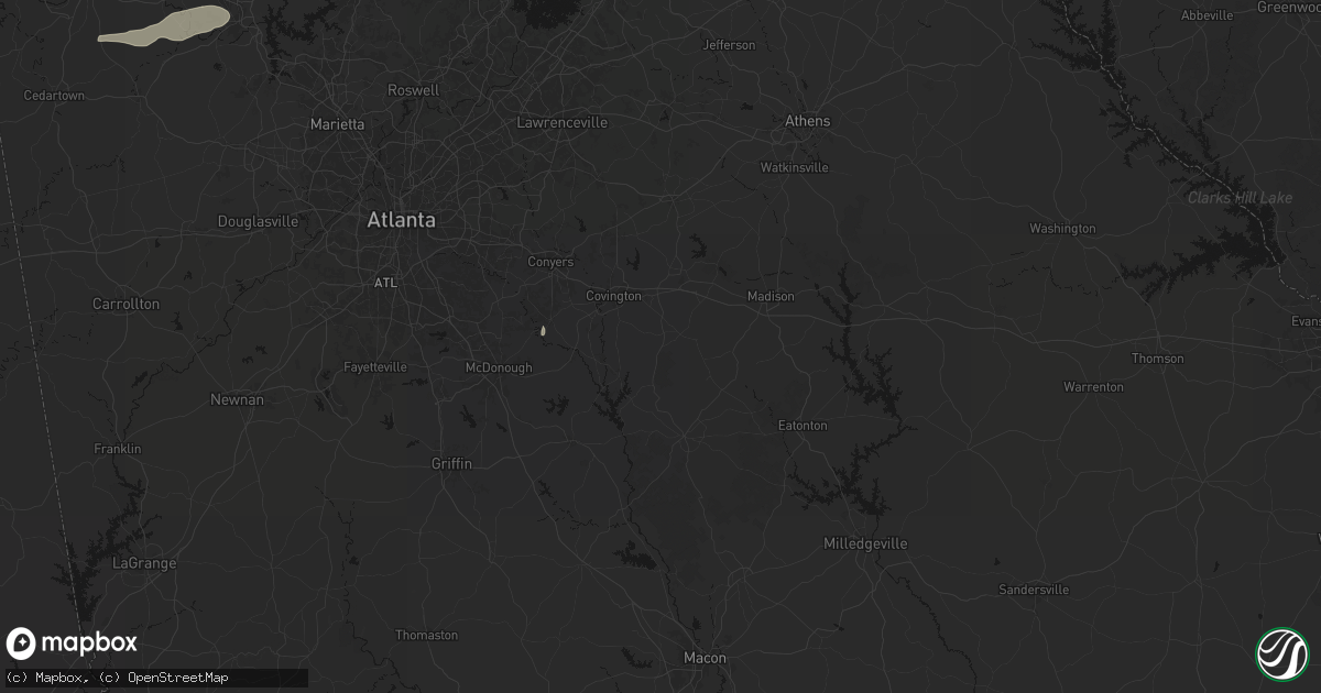 Hail map in Mansfield, GA on July 3, 2026